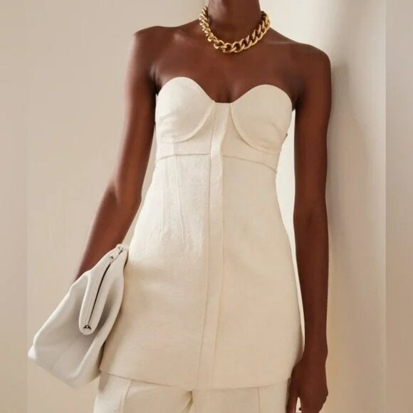 NEW Proenza Schouler Cotton Wool Jacquard Bustier Strapless Corset Top 4 - Picture 1 of 16